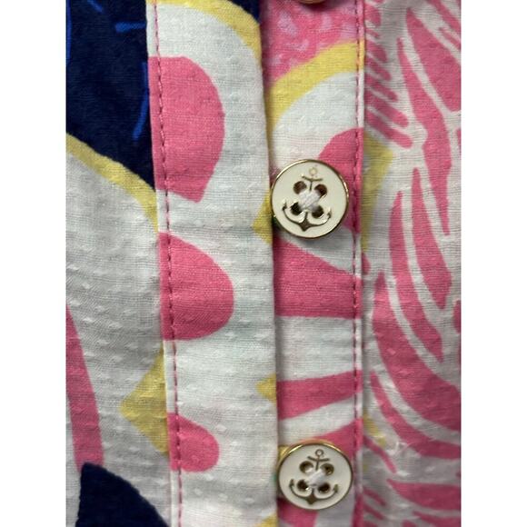 Talbots pink/green tunic, resort, vacation, travel, colorful, coastal, preppy - Picture 5 of 7